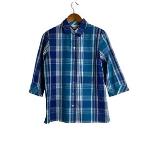 Allison Daley vintage plaid button down shirt. Size 8
